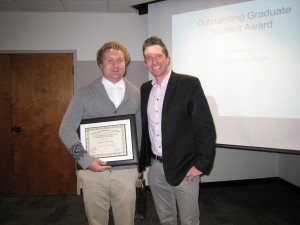 Outstanding Graduate Student awardee, Spencer Lindsay, and Dr. Kevin Wallsten 