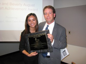 George and Beverly August Moot Court Achievement awardee, Mindy Vo, and Dr. Lewis Ringel 