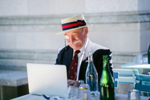 Old man on computer