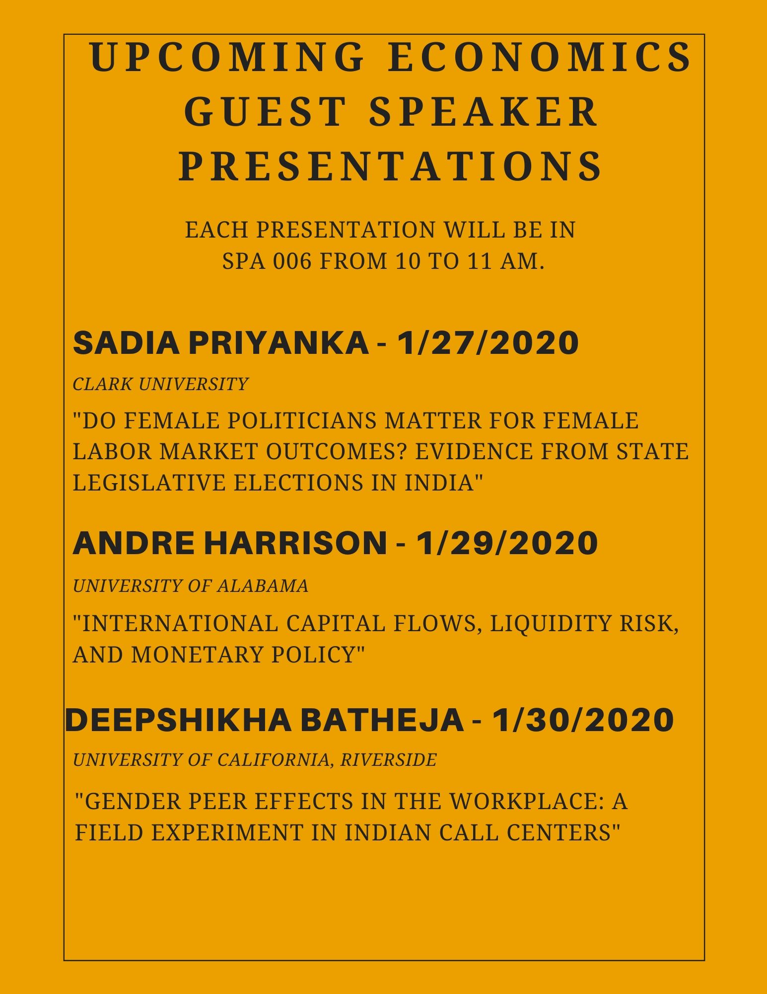 Guest Speaker Presentations