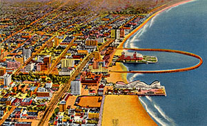 Picture postcard of Rainbow Harbor in Long Beach
