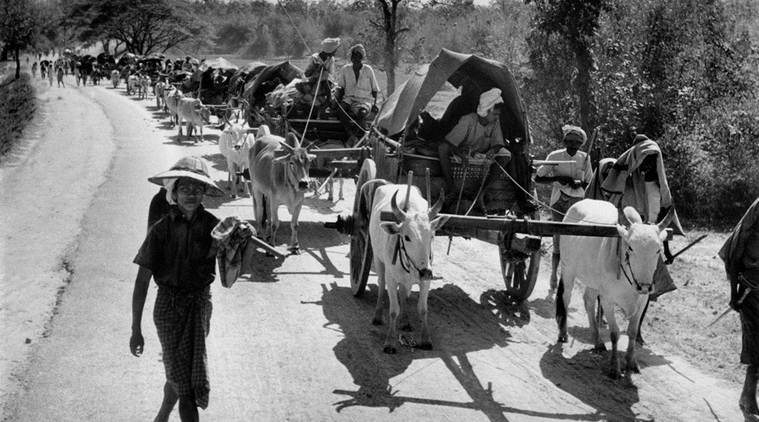 Old photo of wagons on trail in India