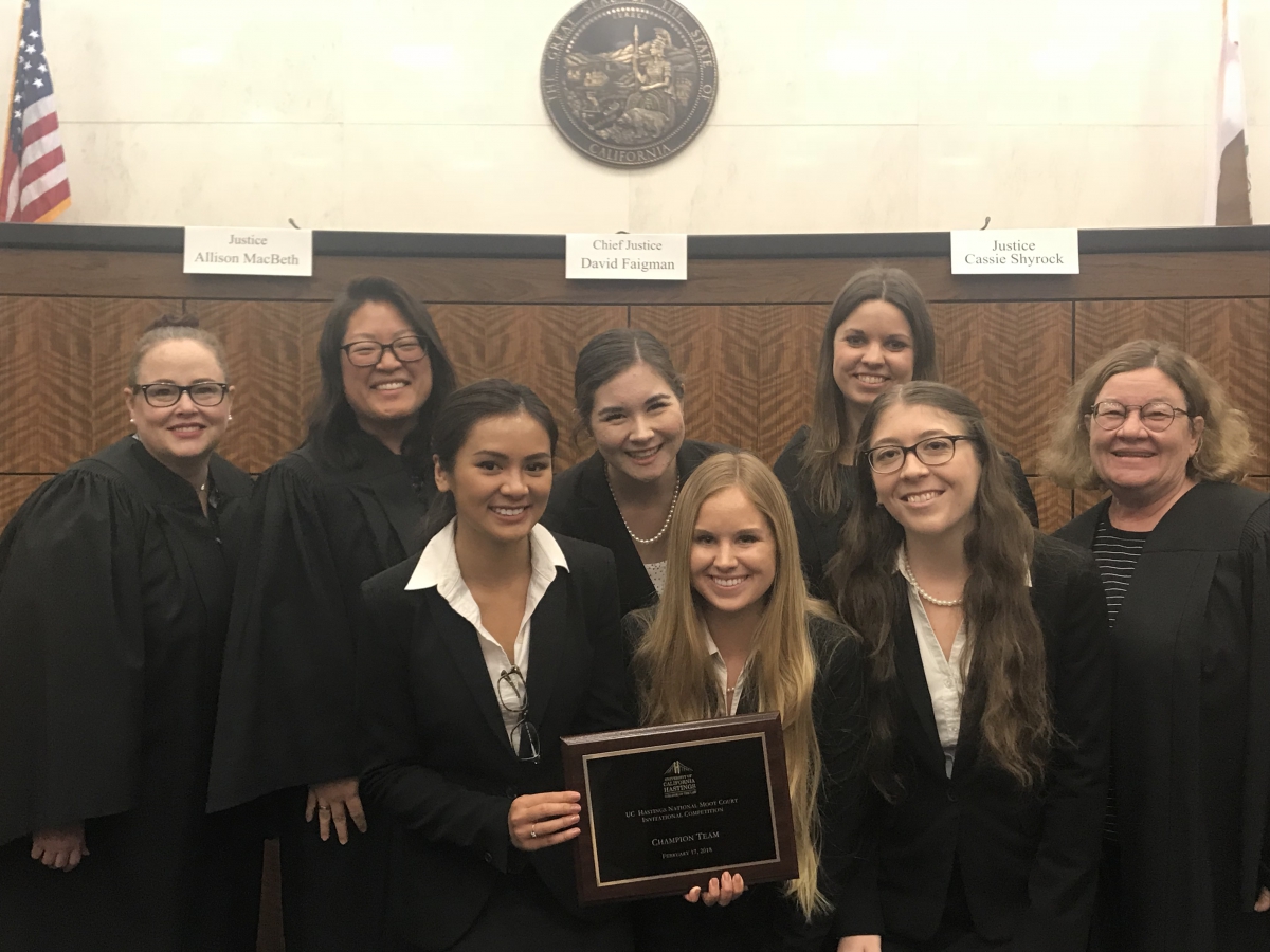 CSULB team and judges at Hastings College of Law        