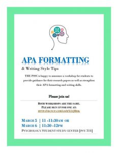 APA formatting workshop S2018
