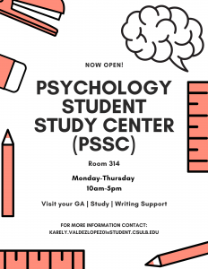 Flyer for the Psychology Student Study Center