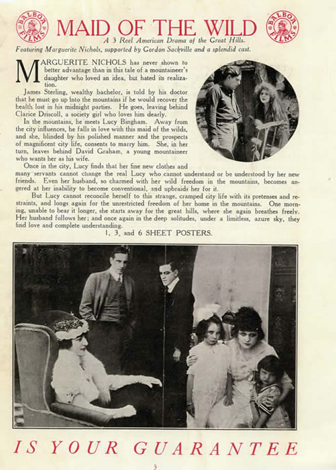 Movie advert for Maid of the Wild with Baby Marie and Marguerite Nichols