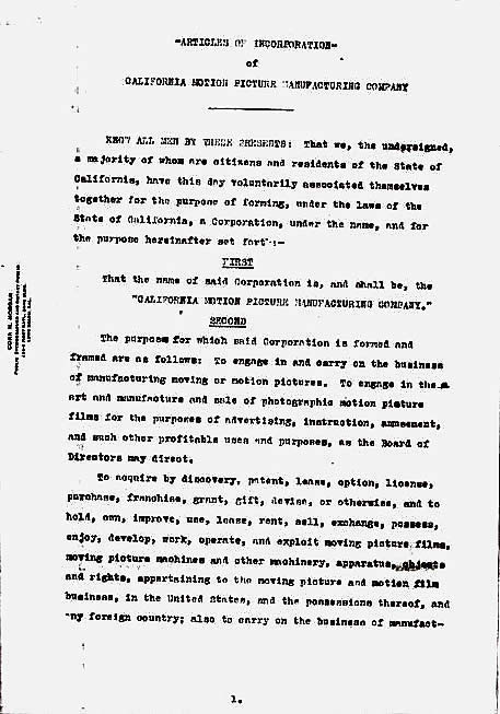 first page of articles of incorporation