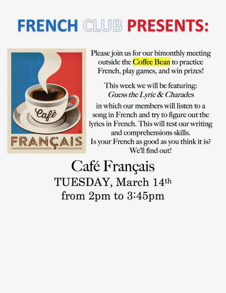 French Club “Café – Romance, German, Languages Literatures