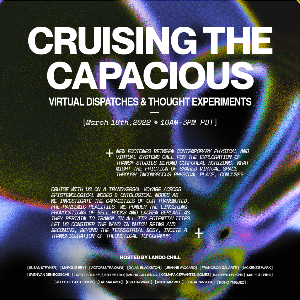Cruising the Capacious event flyer with swirls alt text in the event post